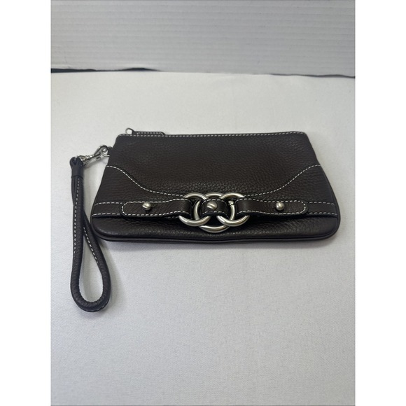 Wilsons Leather Handbags - Wilson's Leather Purse ~ Wristlet ~ Wallet‎ Brown Silver Tone Metal